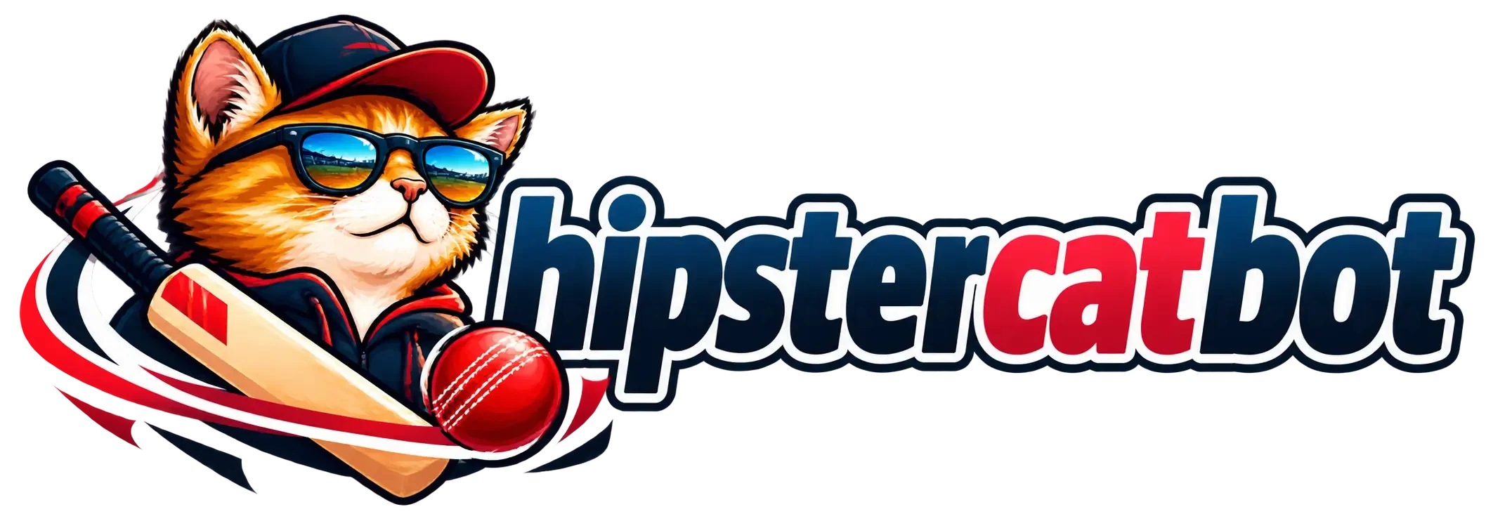 Hipster Catbot Cricket Mascot Logo